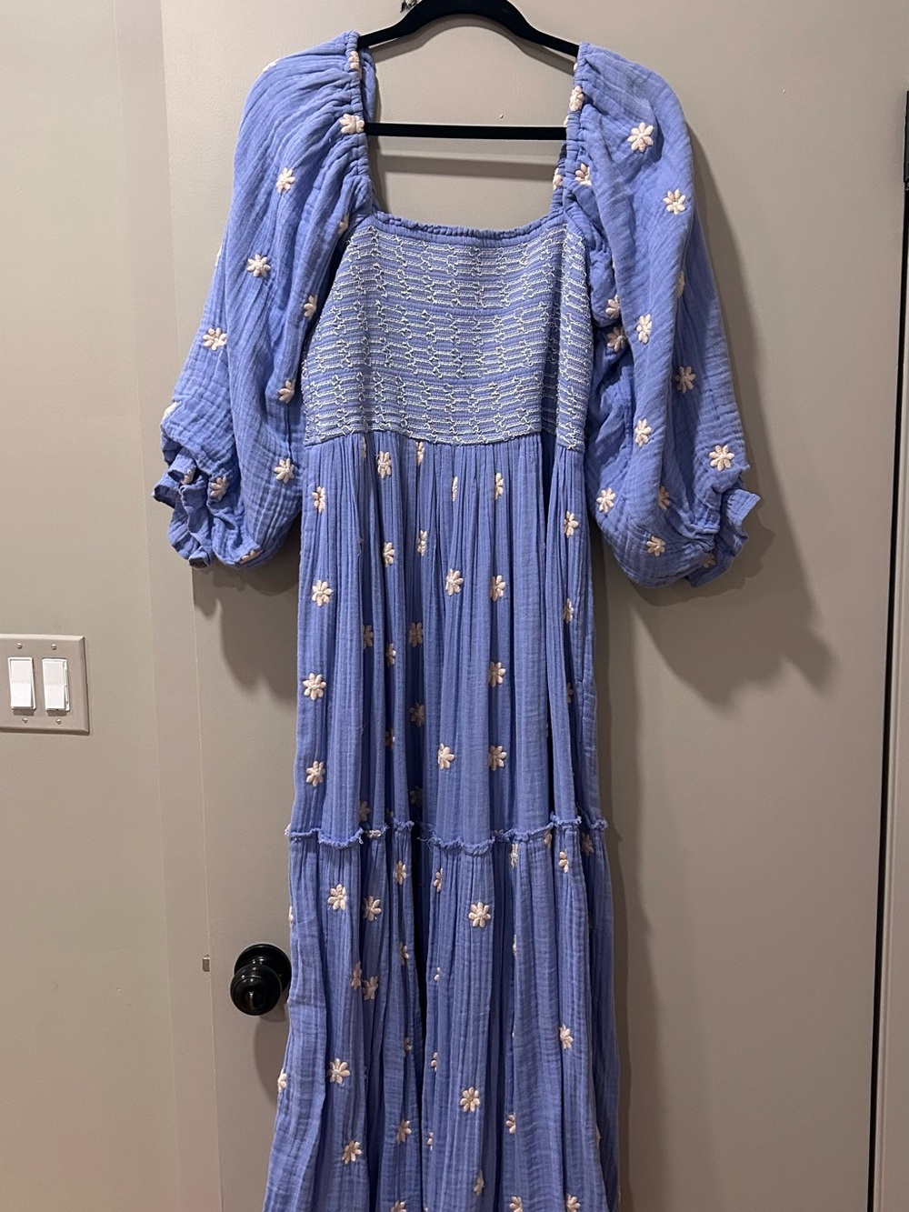 Free People Periwinkle Maxi Dress with Daisy Embroidery